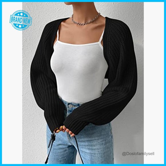 Y2K Cropped Cardigan Lightweight Knit Open Front Bolero Shrug Spring Fall - Picture 3 of 6
